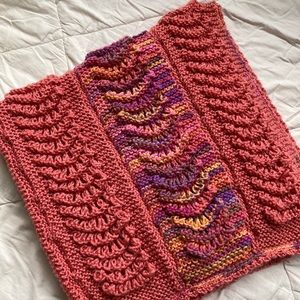 Handmade knitted & crochet 🧶 blanket Salmon